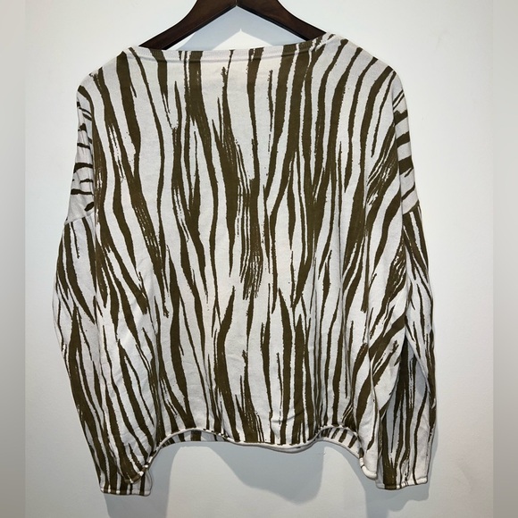 Garnet Hill Sweater Lightweight White Abstract Women’s Size Large Silk Cotton - Picture 2 of 5